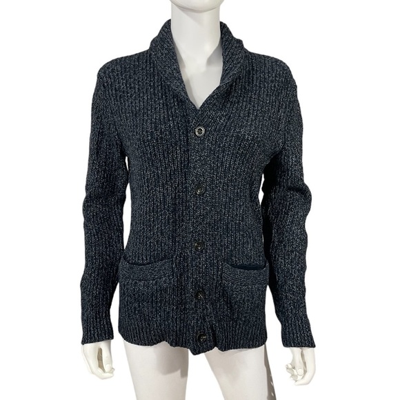 Abercrombie & Fitch Blue Wool Blend Button Front Sweater - Picture 9 of 9